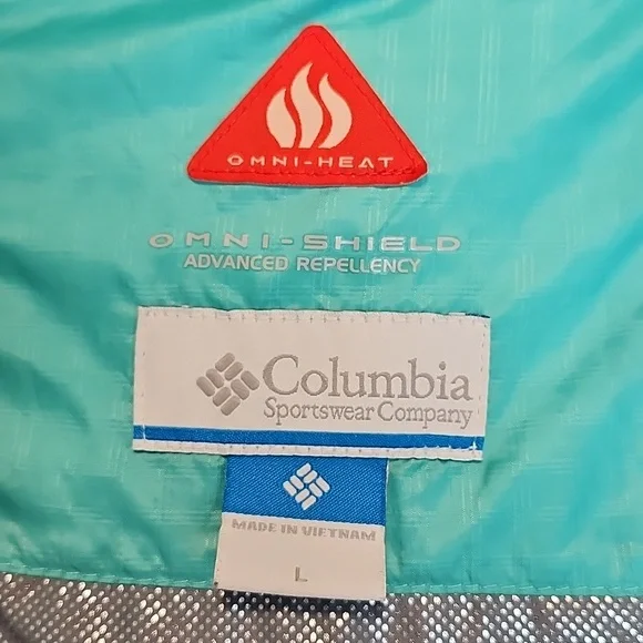 Columbia Women's White Out II Teal Puffer Jacket Size L Omni-Heat Thermal Lining - Picture 7 of 16